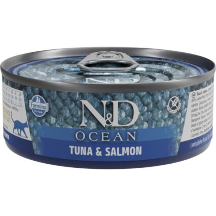 N&D CAT OCEAN ATUN & SALMON 70GR