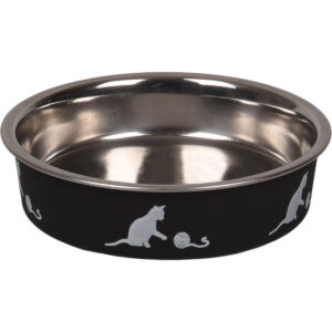 Comedero de acero inoxidable para gato Flamingo Kena 160 ml – negro o rojo