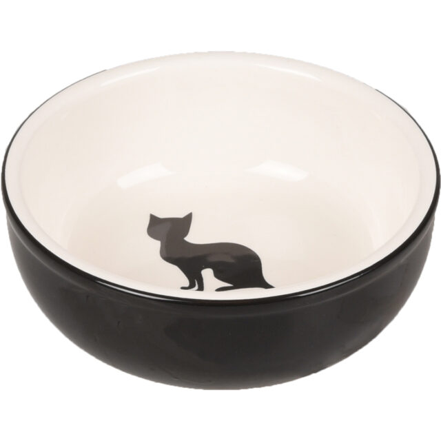 CUENCO DE CERÁMICA PARA GATO  o PERRO PEQUEÑO(310ml) - NALA NEGRO/BLANCO