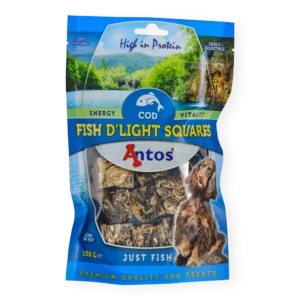 Antos Fish D’Light Squares cubos de piel de pescado para perros 100 g 