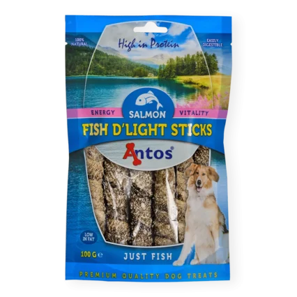Sticks de Salmón 100% para Perros Antos – Snack Natural Deshidratado (100 g)