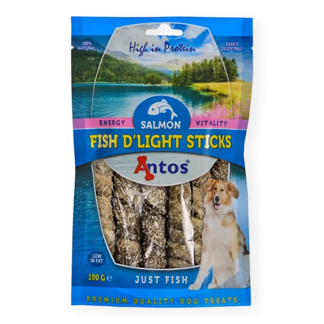 Sticks de Salmón 100% para Perros Antos – Snack Natural Deshidratado (100 g)