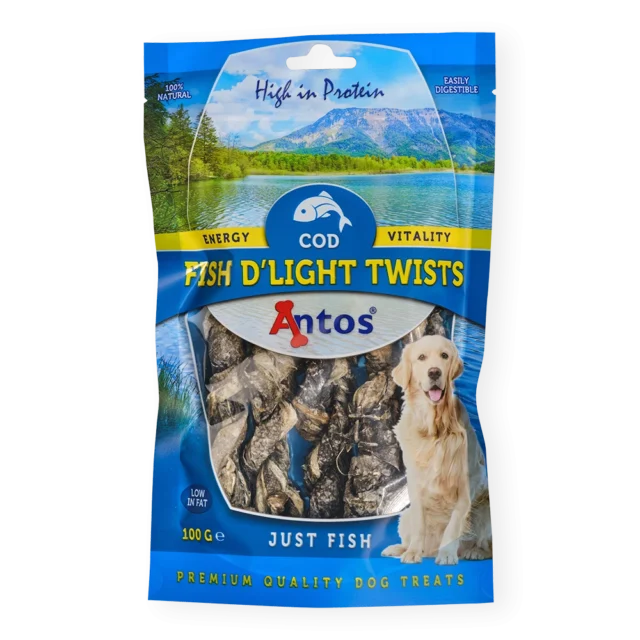 Twist de Bacalao 100% para Perros Antos – Snack Natural Deshidratado (100 g)