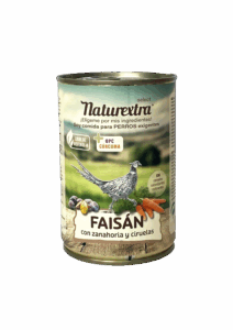 Lata de comida húmeda para perros con faisán, zanahoria y ciruela, monoproteica, sin cereales, antioxidantes naturales, sin bisfenol-A