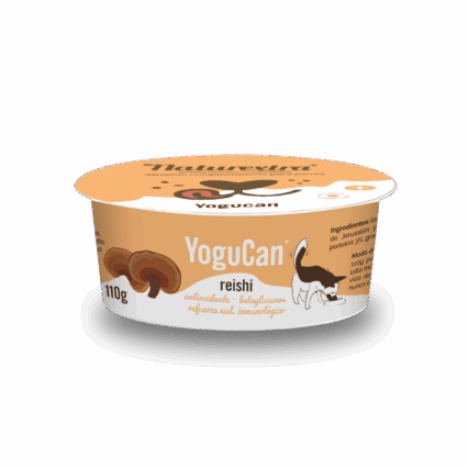 Tarrina de YoguCan Reishi con hongo Reishi ECO, yogur funcional sin lactosa para perros y gatos, 110 g, prebiótico antioxidante