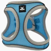 Arnés ajustable X-TRM Neo para perro, talla XXXS (26–30 cm), color azul, con tejido transpirable y franjas reflectantes