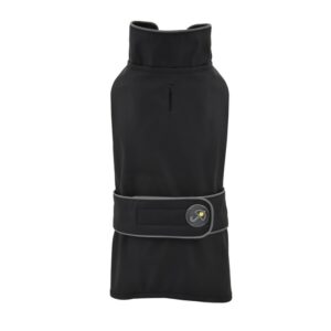 Perro con impermeable “Dancing Rain Cerrado” negro con forro polar y bandas reflectantes