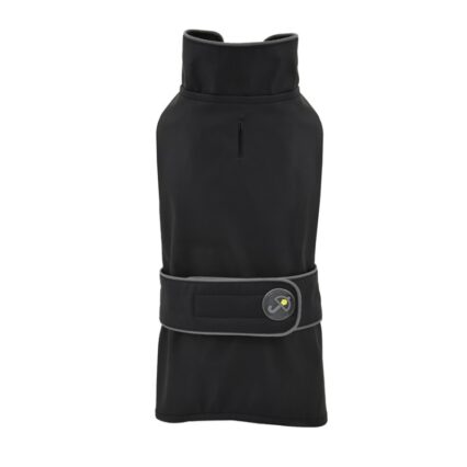 Perro con impermeable “Dancing Rain Cerrado” negro con forro polar y bandas reflectantes