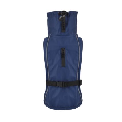Impermeable para perros Nayeco modelo London azul marino con forro a cuadros