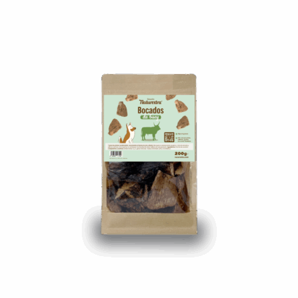 Bocados de pulmón de buey deshidratado 200 g, snack natural, sin gluten ni aditivos