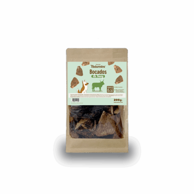Bocados de pulmón de buey deshidratado 200 g, snack natural, sin gluten ni aditivos