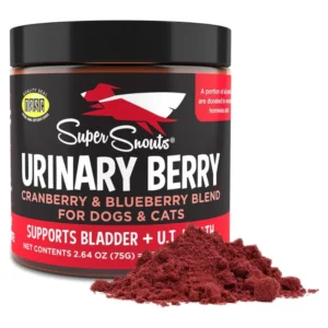 Tarro de Super Snouts Urinary Berry 75 g, mezcla de arándano rojo y azul, suplemento para salud del tracto urinario sin aditivos