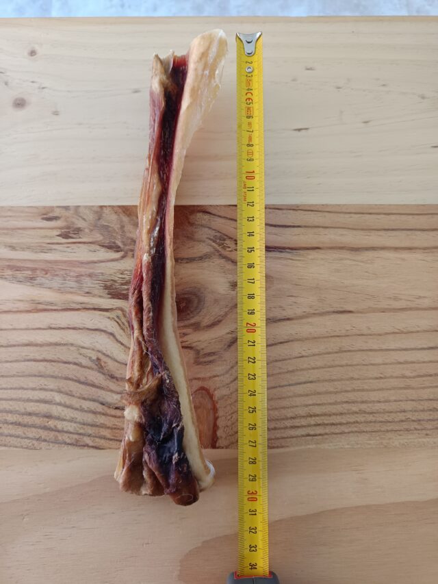 Snack natural de piel de vaca 30 cm para perros, masticable duradero y dental