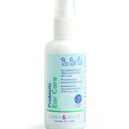 Spray probiótico Luna & Milo Probiotic Ear Care 100 ml, para limpiar y equilibrar oídos de mascotas