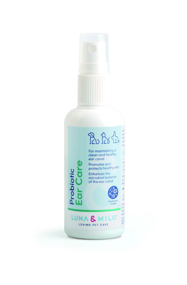 Spray probiótico Luna & Milo Probiotic Ear Care 100 ml, para limpiar y equilibrar oídos de mascotas