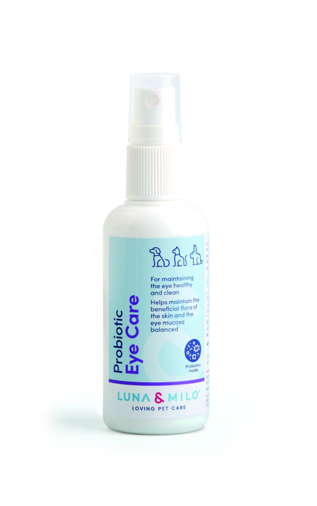 Frasco de Probiotic Eye Care 100 ml, spray ocular para cuidado natural de ojos en mascotas