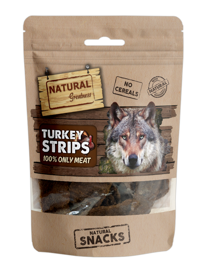 Paquete de barritas de pavo 70 g Natural Greatness, snack sin cereales para perros