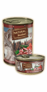 Lata de Natural Woodland sabor jabalí con calabacín, tomate y eneldo, comida húmeda para perros