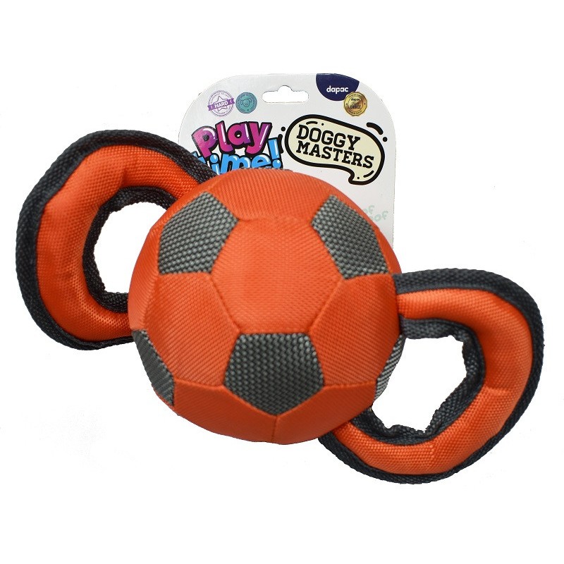 Juguete Football tirador para perros con asas, color gris/naranja, marca Doggy Masters